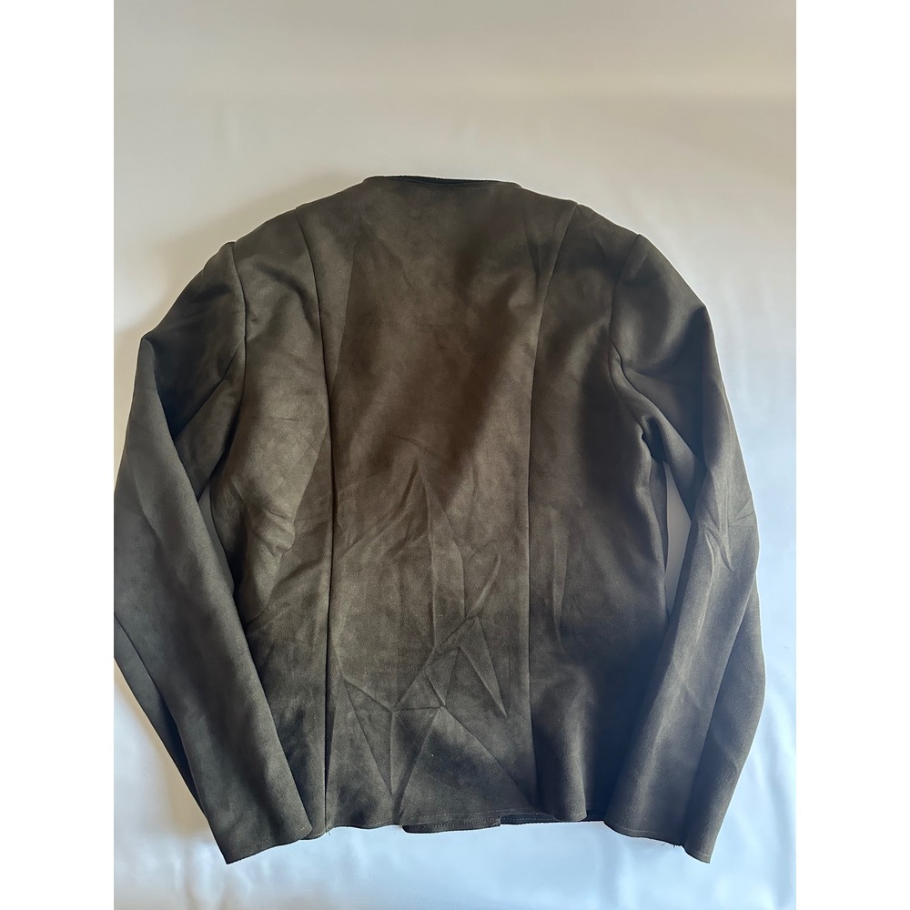 Justfab Women's Brown Faux Suede Open Front Zipper Detail Jacket Size Large L - Picture 5 of 6